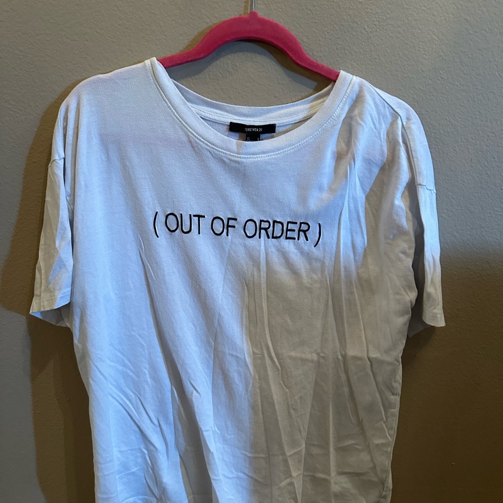 Forever 21 White Tee with Black Text